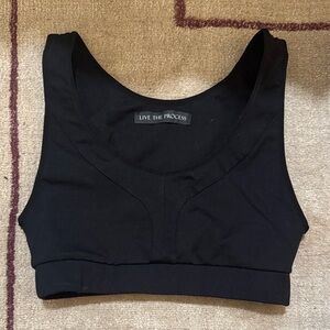 Live The Process Black Scoop Neck Sports Bra